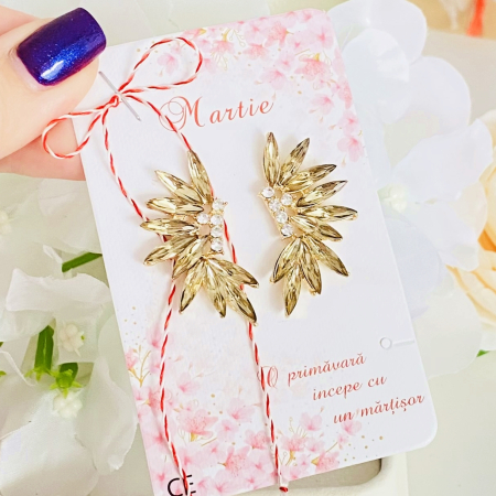 Martisor Cercei Cristale Crem, Cercei Dama, Bijuterii Femei, Martisoare Martie [1]