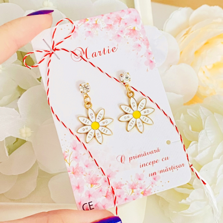 MARTISOR - Martisor Cercei Daisy Yes No, Cercei Dama, Bijuterii Femei, Martisoare Martie
