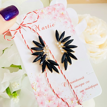 Martisor Cercei Cristale Negre, Cercei Dama, Bijuterii Femei, Martisoare Martie [3]