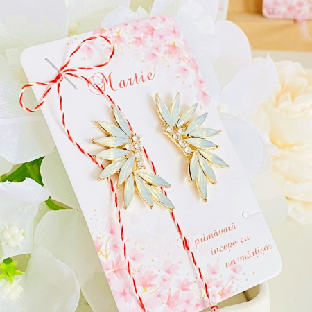 Martisor Cercei Cristale Albe, Cercei Dama, Bijuterii Femei, Martisoare Martie [2]