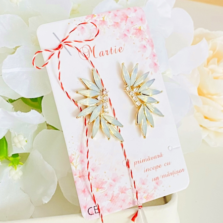 Martisor Cercei Cristale Albe, Cercei Dama, Bijuterii Femei, Martisoare Martie [1]