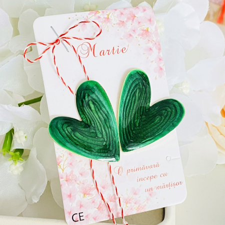 Martisor Cercei Inimi Verde Smarald, Cercei Dama, Bijuterii Femei, Martisoare Martie [2]