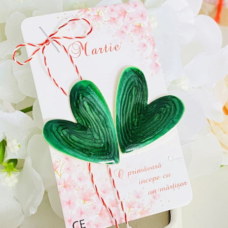 Martisor Cercei Inimi Verde Smarald, Cercei Dama, Bijuterii Femei, Martisoare Martie [1]
