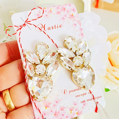 Martisor Cercei Heart Cristale Albe, Cercei Dama, Bijuterii Femei, Martisoare Martie [1]