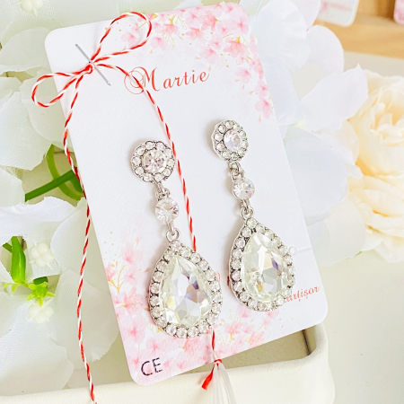 Martisor Cercei Cristale Argintii, Cercei Dama, Bijuterii Femei, Martisoare Martie [3]