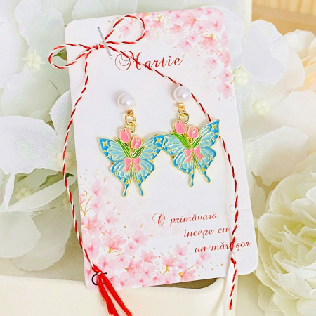 Martisor Cercei Fluturi Lalele, Cercei Dama, Bijuterii Femei, Martisoare Martie [3]