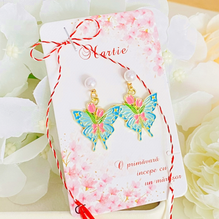 Martisor Cercei Fluturi Lalele, Cercei Dama, Bijuterii Femei, Martisoare Martie [2]
