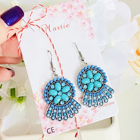 Cercei cu Surub - Martisor Cercei Albastrii, Cercei Dama, Bijuterii Femei, Martisoare Martie