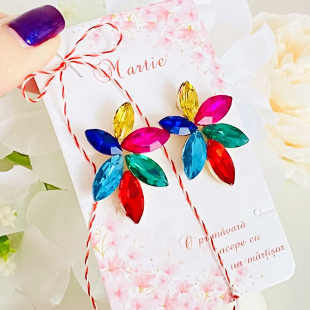 Martisor Cercei Cristale Colorate, Cercei Dama, Bijuterii Femei, Martisoare Martie [1]