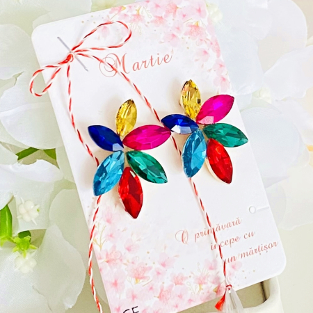 Martisor Cercei Cristale Colorate, Cercei Dama, Bijuterii Femei, Martisoare Martie [3]