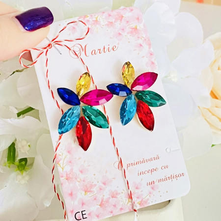 Martisor Cercei Cristale Colorate, Cercei Dama, Bijuterii Femei, Martisoare Martie [2]