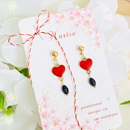 Martisor Cercei Inimi Rosii, Cercei Dama, Bijuterii Femei, Martisoare Martie [2]