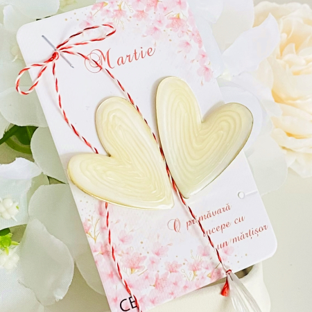 Martisor Cercei Inimi Albe, Cercei Dama, Bijuterii Femei, Martisoare Martie [2]