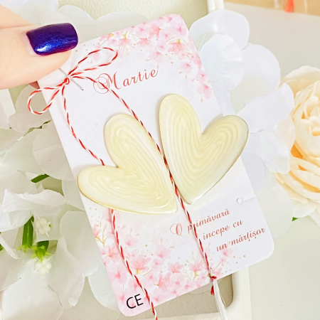 Martisor Cercei Inimi Albe, Cercei Dama, Bijuterii Femei, Martisoare Martie [1]