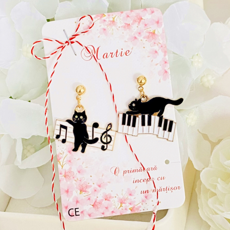 BIJUTERII - Martisor Cercei Pisici Muzicale, Cercei Dama, Bijuterii Femei, Martisoare Martie