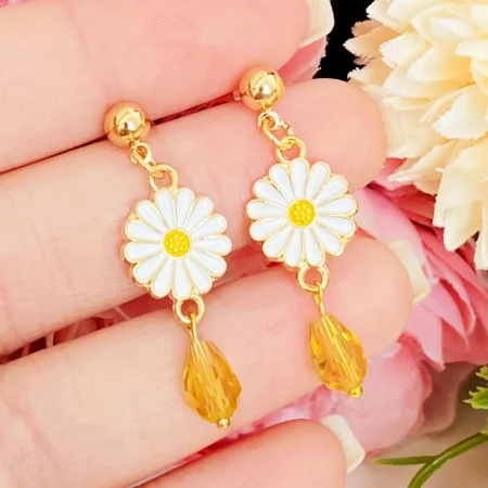 MARTISOR - Martisor Cercei Margarete Albe, Cercei Dama, Bijuterii Femei, Martisoare Martie