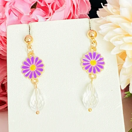 Martisor Cercei Margarete Mov, Cercei Dama, Bijuterii Femei, Martisoare Martie [1]