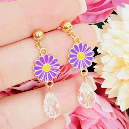 Martisor Cercei Margarete Mov, Cercei Dama, Bijuterii Femei, Martisoare Martie [3]