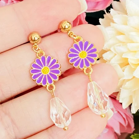 MARTISOR - Martisor Cercei Margarete Mov, Cercei Dama, Bijuterii Femei, Martisoare Martie