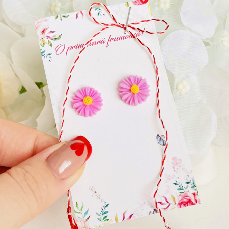 Martisor Cercei Mini Margarete Mov, Cercei Dama, Bijuterii Femei, Martisoare Martie [1]