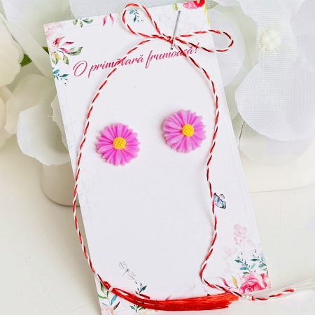 Martisor Cercei Mini Margarete Mov, Cercei Dama, Bijuterii Femei, Martisoare Martie [3]