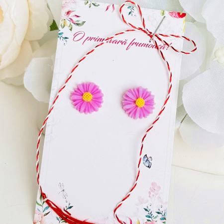 BIJUTERII - Martisor Cercei Mini Margarete Mov, Cercei Dama, Bijuterii Femei, Martisoare Martie