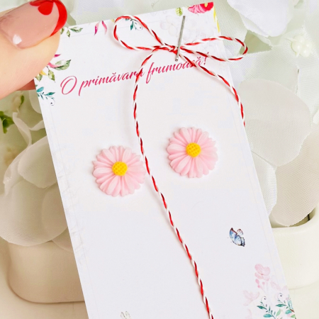 BIJUTERII - Martisor Cercei Mini Margarete Roz, Cercei Dama, Bijuterii Femei, Martisoare Martie