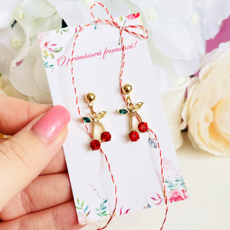 Martisor Cercei Cirese, Cercei Dama, Bijuterii Femei, Martisoare Martie [2]