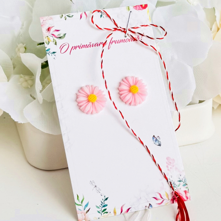 Martisor Cercei Mini Margarete Roz, Cercei Dama, Bijuterii Femei, Martisoare Martie [2]