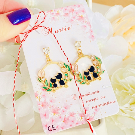 Martisor Cercei Pisici & Flori, Cercei Dama, Bijuterii Femei, Martisoare Martie [1]