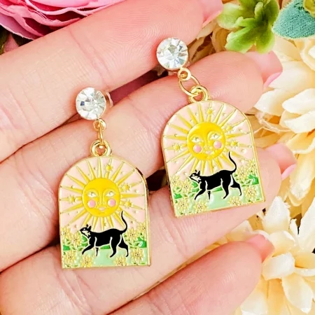 Martisor Cercei Pisici & Soare, Cercei Dama, Bijuterii Femei, Martisoare Martie [2]