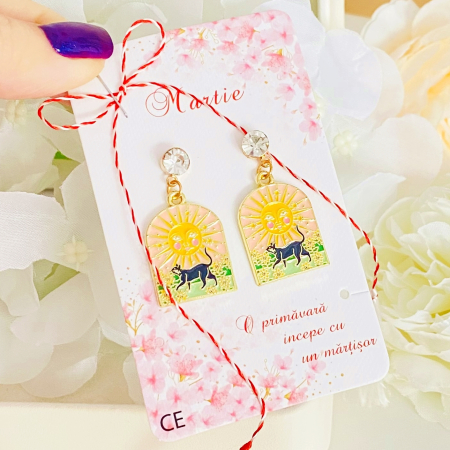 BIJUTERII - Martisor Cercei Pisici & Soare, Cercei Dama, Bijuterii Femei, Martisoare Martie