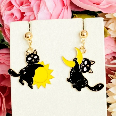 Martisor Cercei Pisici Luna Soare, Cercei Dama, Bijuterii Femei, Martisoare Martie [3]