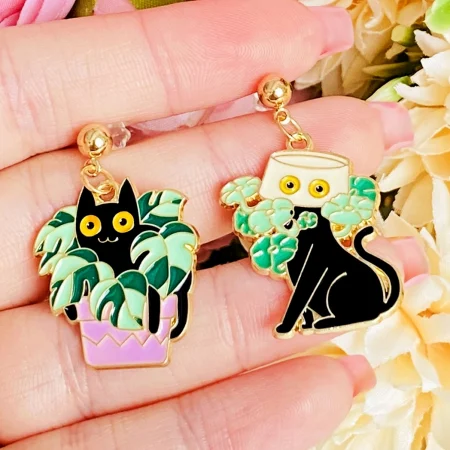 MARTISOR - Martisor Cercei Pisici & Plante, Cercei Dama, Bijuterii Femei, Martisoare Martie