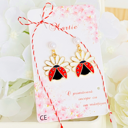 Martisor Cercei Buburuze, Cercei Dama, Bijuterii Femei, Martisoare Martie [2]