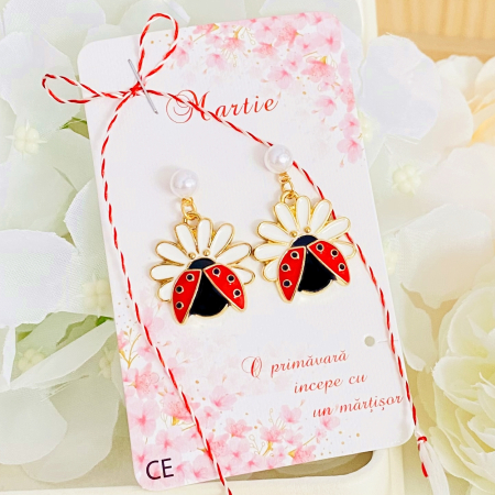 Cercei cu Surub - Martisor Cercei Buburuze, Cercei Dama, Bijuterii Femei, Martisoare Martie