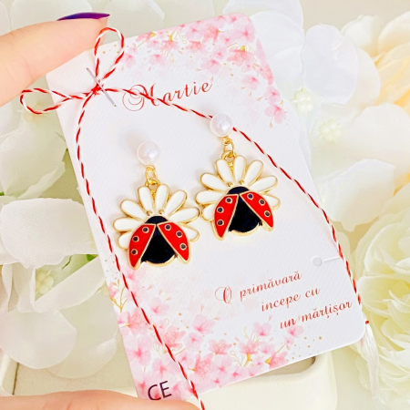 Martisor Cercei Buburuze, Cercei Dama, Bijuterii Femei, Martisoare Martie [1]