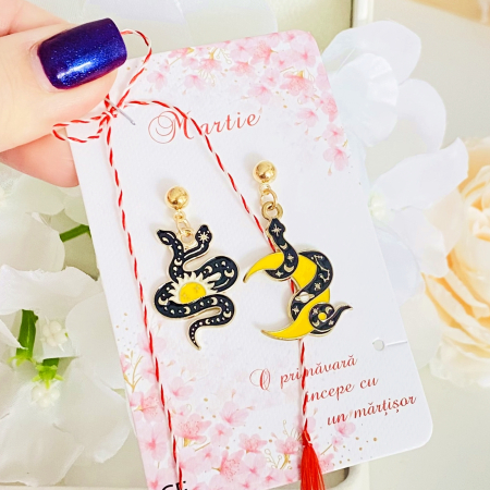 Martisor Cercei Serpi, Luna, Soare, Cercei Dama, Bijuterii Femei, Martisoare Martie [3]