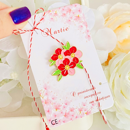 Martisor Brosa Flori Roz, Bijuterii Femei, Martisoare Martie [3]