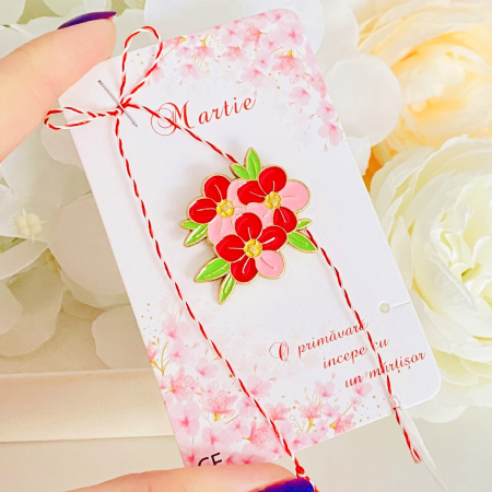 Martisor Brosa Flori Roz, Bijuterii Femei, Martisoare Martie [1]