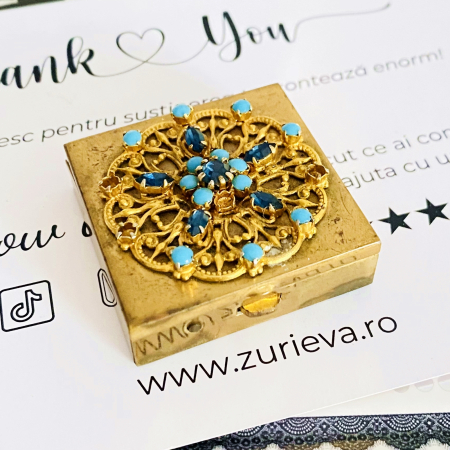 VINTAGE HOME - Mini Cutiuta Vintage - Cristale Albastre, Decoratiuni Vintage