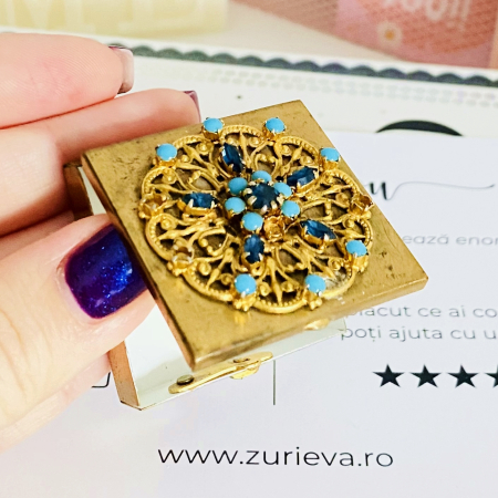 Mini Cutiuta Vintage - Cristale Albastre, Decoratiuni Vintage [6]