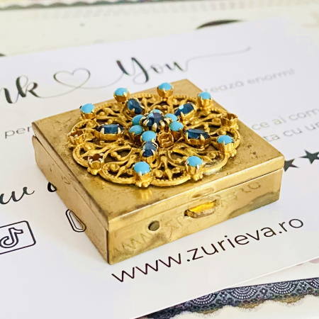Mini Cutiuta Vintage - Cristale Albastre, Decoratiuni Vintage [2]