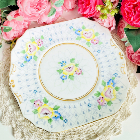 VINTAGE HOME - Platou Flori Multicolore, Portelan Vintage