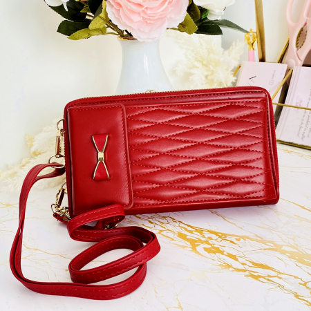 PORTOFELE - Portofel Rosu 2 in 1 tip Geanta Piele Ecologica, Portofele Dama