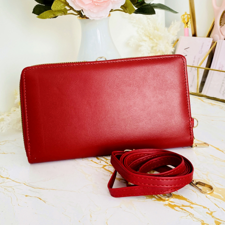 Portofel Rosu 2 in 1 tip Geanta Piele Ecologica, Portofele Dama [5]