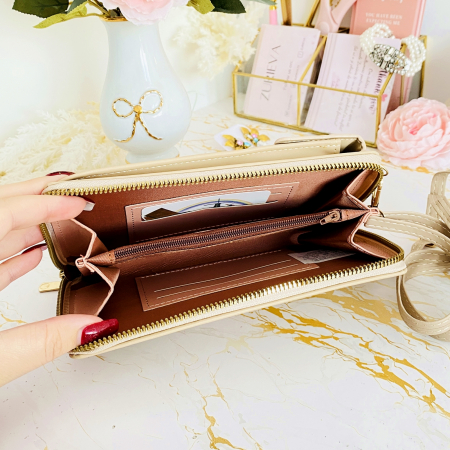 Portofel Crem 2 in 1 tip Geanta Piele Ecologica, Portofele Dama [2]