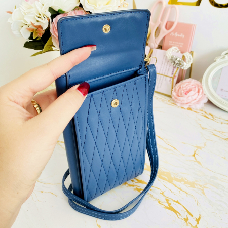 Portofel Albastru 2 in 1 tip Geanta Piele Ecologica, Portofele Dama [3]