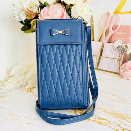 PORTOFELE - Portofel Albastru 2 in 1 tip Geanta Piele Ecologica, Portofele Dama