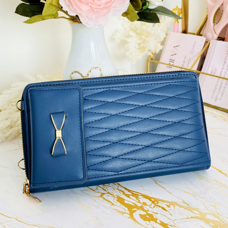 Portofel Albastru 2 in 1 tip Geanta Piele Ecologica, Portofele Dama [6]